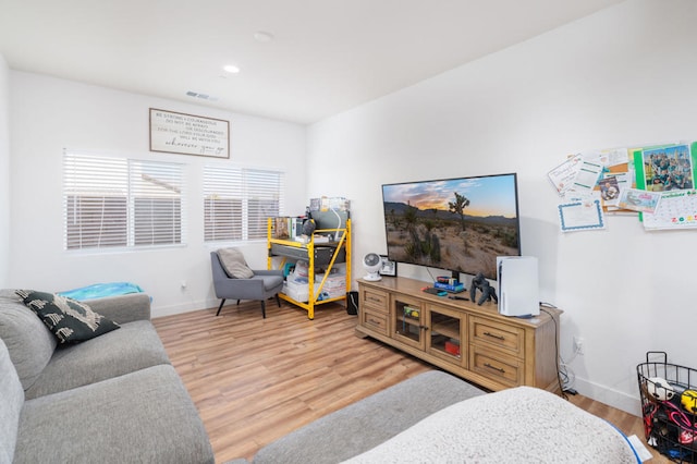 living room featuring light hardwood / wood-style flooring