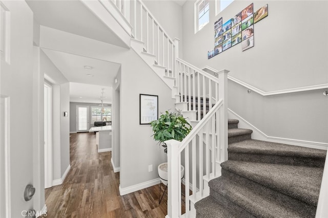 staircase featuring wood-type flooring