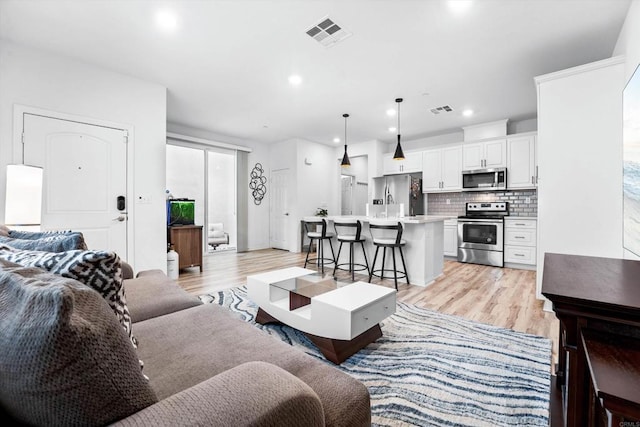 living room featuring light hardwood / wood-style floors