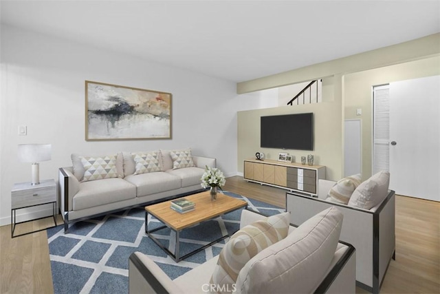 living room with light wood-type flooring