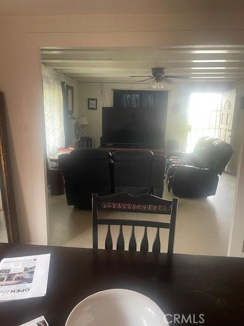 dining room featuring ceiling fan