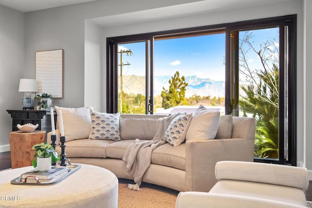 living room featuring plenty of natural light and hardwood / wood-style floors