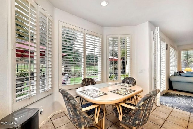 view of tiled dining area