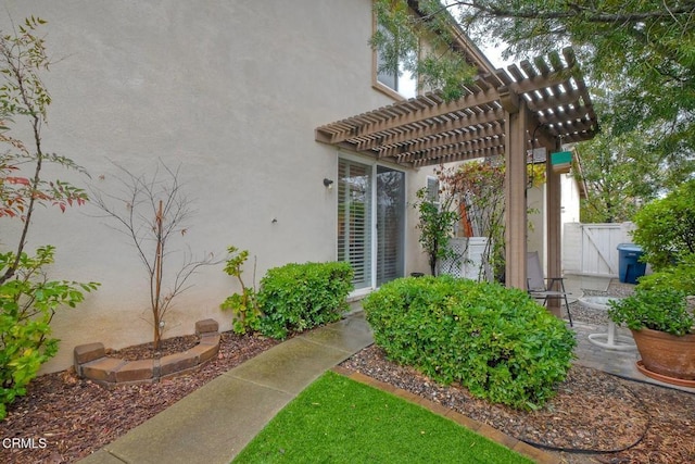 exterior space with a pergola