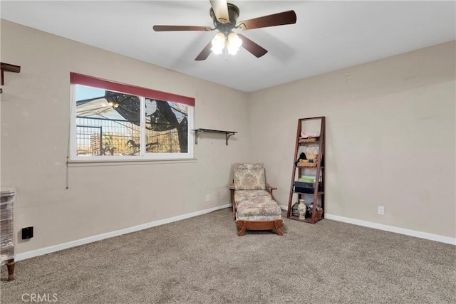 unfurnished room featuring carpet floors and ceiling fan