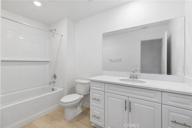 full bathroom with toilet, shower / bath combination, and vanity