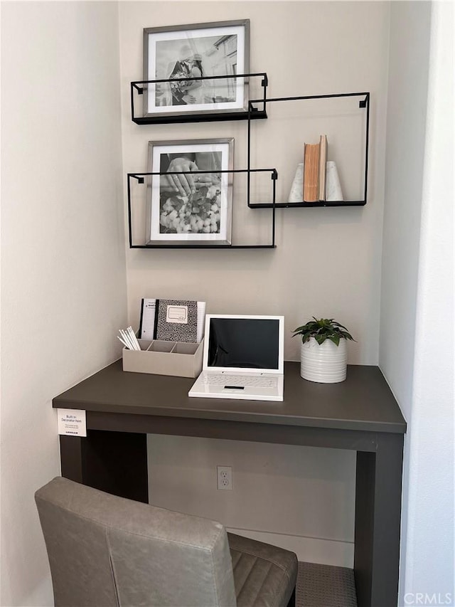 home office featuring built in desk