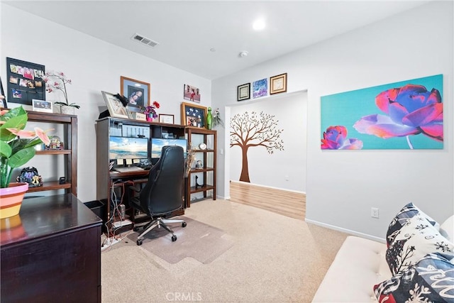 home office featuring carpet