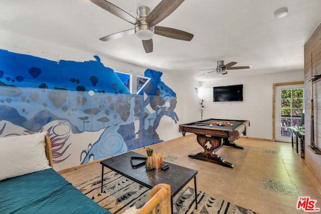 playroom featuring light tile patterned flooring and billiards