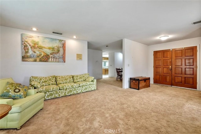 living room featuring carpet floors