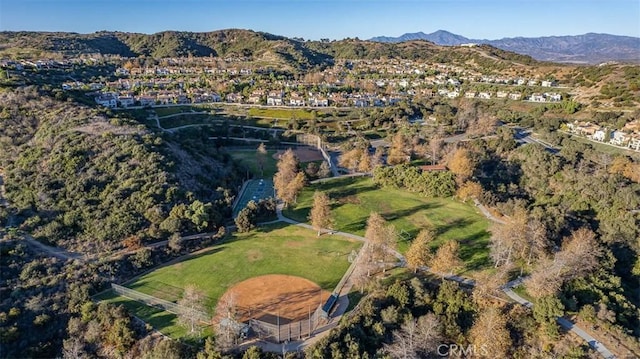 drone / aerial view with a mountain view