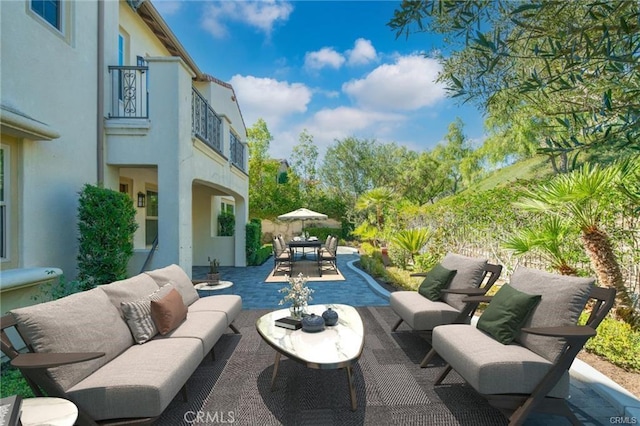 view of patio with an outdoor living space