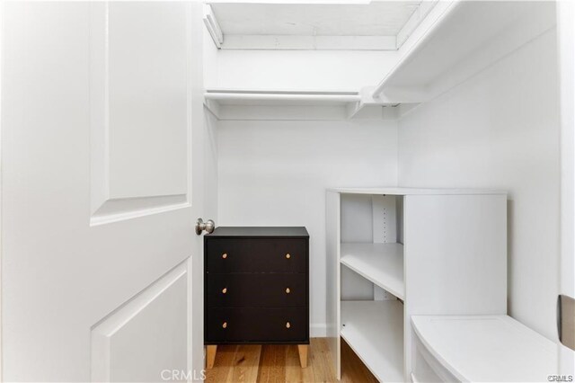 walk in closet featuring light hardwood / wood-style floors