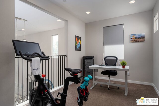 home office featuring carpet flooring