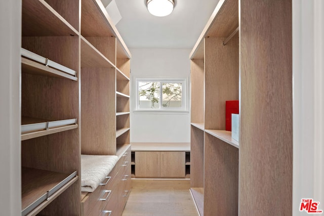 spacious closet with light wood-type flooring