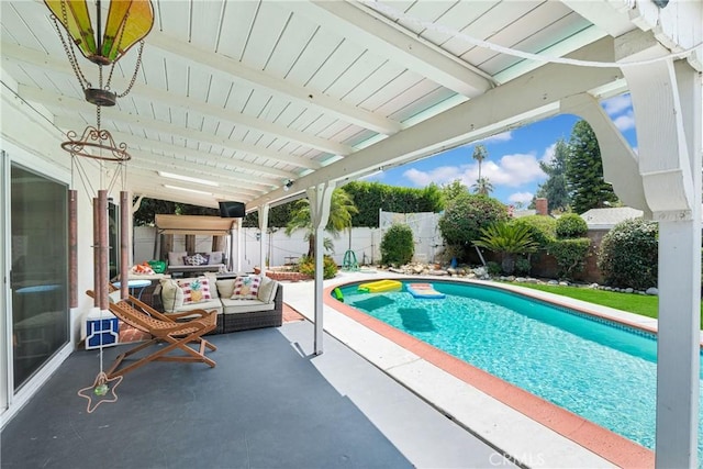 view of pool with a patio area and outdoor lounge area