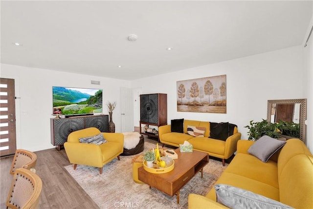 living room with hardwood / wood-style flooring