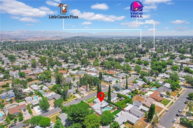 aerial view featuring a mountain view