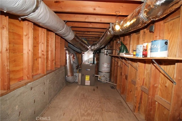 utility room with secured water heater and heating unit