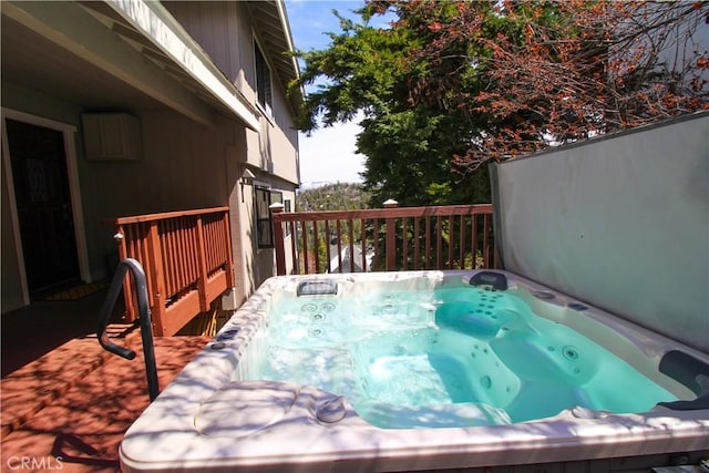 905 Madera Ln, Lake Arrowhead, CA 92352 - wooden deck with a covered hot tub