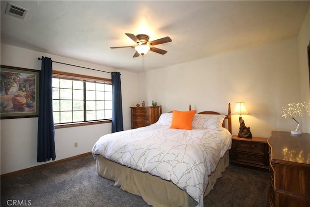 905 Madera Ln, Lake Arrowhead, CA 92352 - carpeted bedroom with baseboards and a ceiling fan