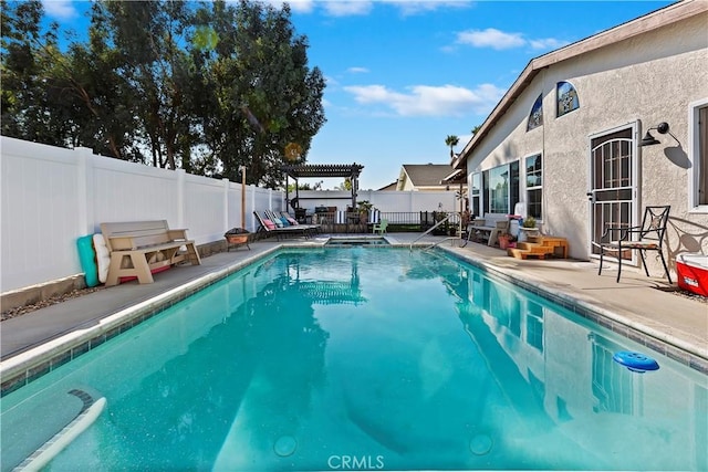 view of pool featuring a pergola and a patio area