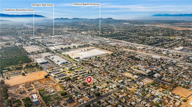 aerial view featuring a mountain view