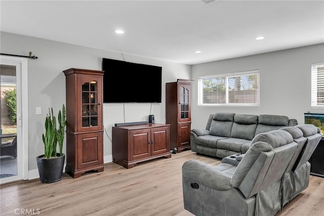 living room featuring light hardwood / wood-style floors