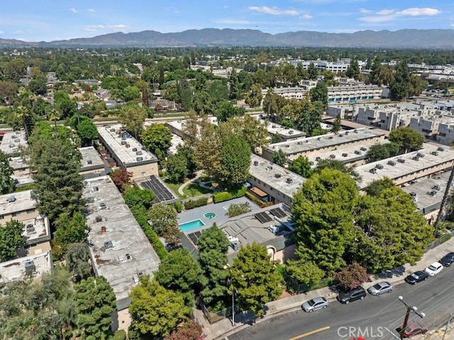 aerial view with a mountain view