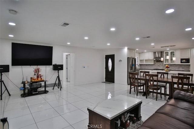 view of tiled living room