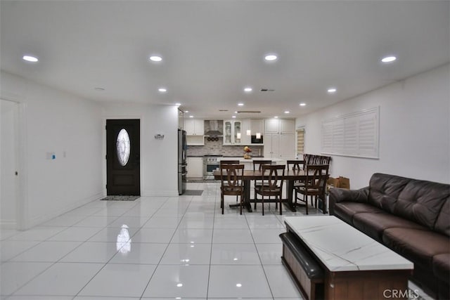 view of tiled living room