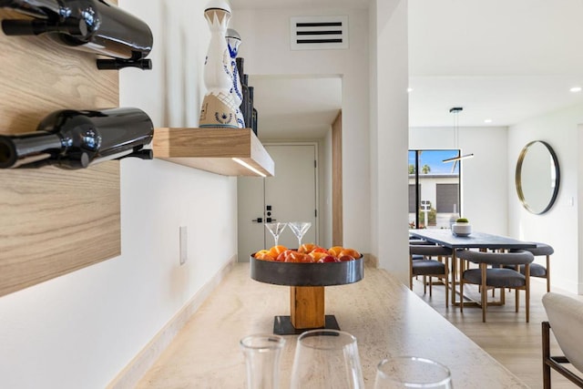 kitchen with light wood-type flooring