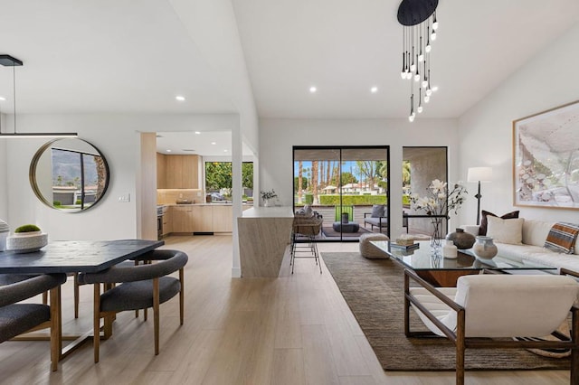 living room featuring light wood-type flooring