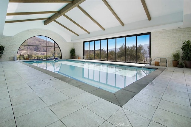 view of pool featuring a mountain view