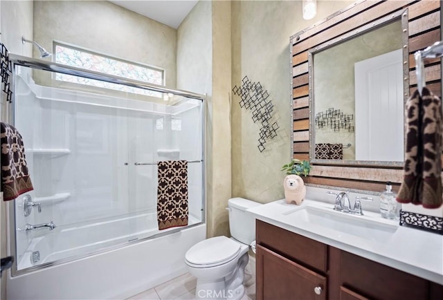 24368 Overlook Dr, Corona, CA 92883 - full bathroom featuring toilet, tile patterned floors, bath / shower combo with glass door, and vanity
