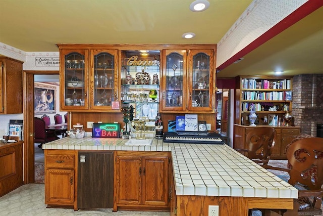 kitchen with tile countertops