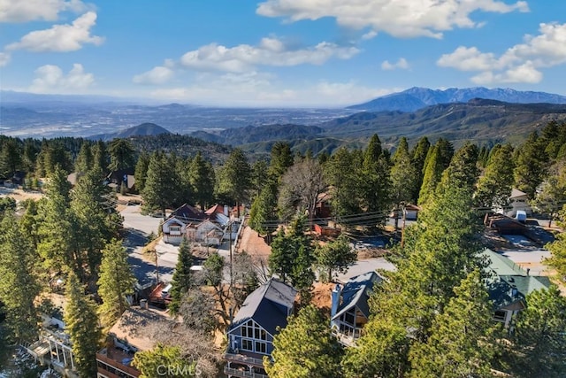 bird's eye view with a mountain view