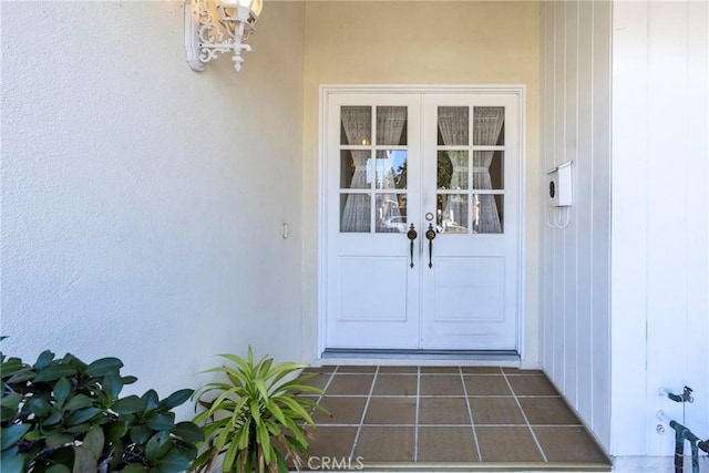 property entrance with french doors