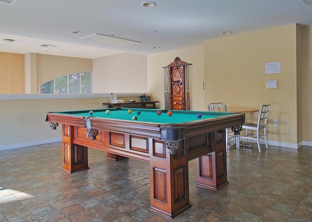 recreation room featuring pool table