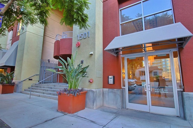 property entrance with french doors