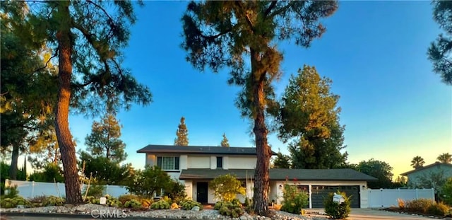 view of front property with a garage