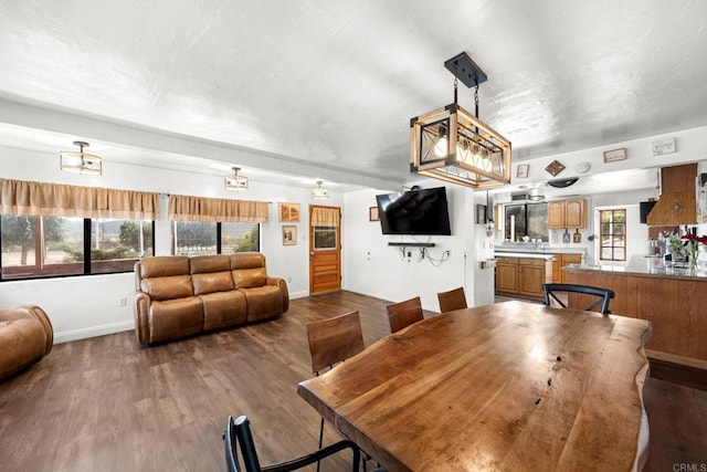 dining area with hardwood / wood-style floors