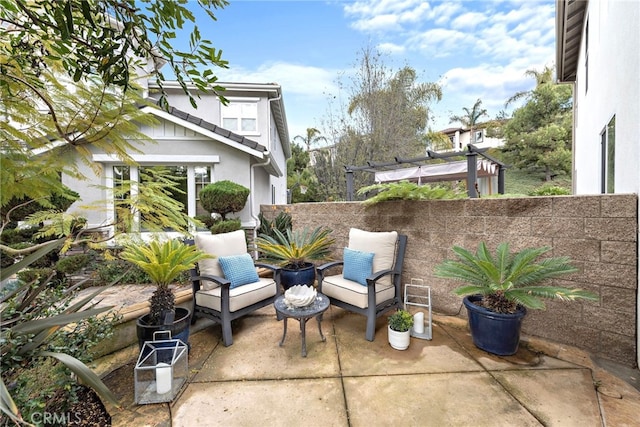 view of patio / terrace featuring a pergola