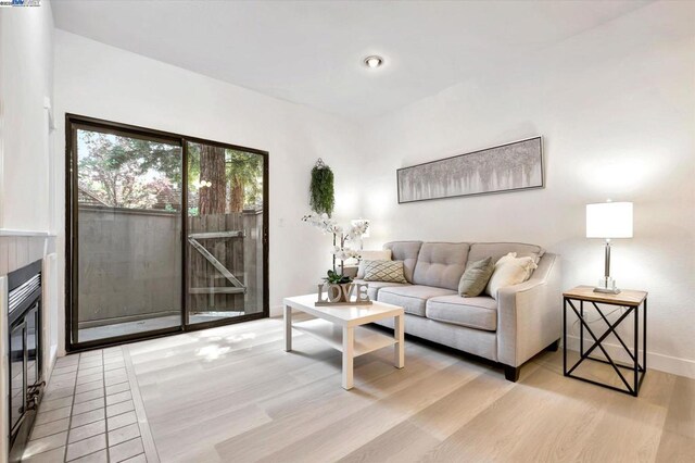 living room featuring light hardwood / wood-style floors