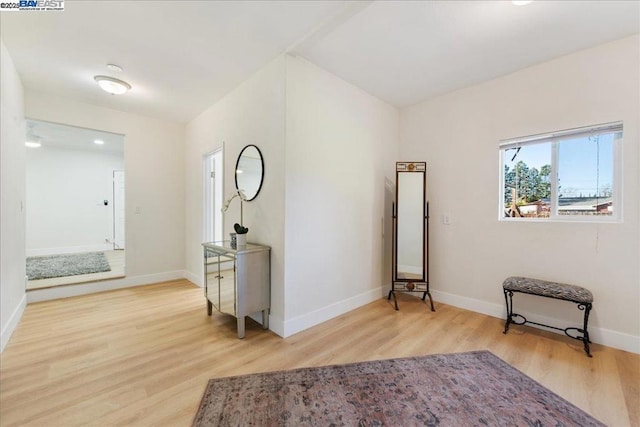 sitting room with light hardwood / wood-style floors