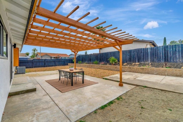 view of patio with a pergola and central air condition unit