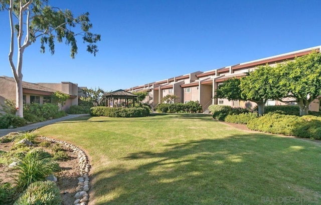 view of yard with a gazebo