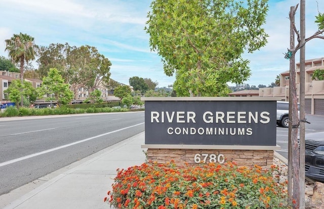 view of community sign