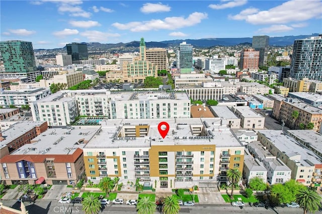 aerial view featuring a mountain view