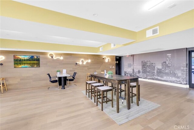 dining space featuring light hardwood / wood-style flooring